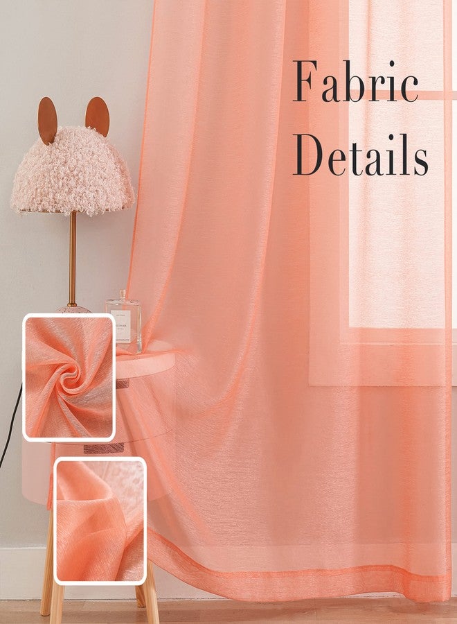 TOAVA DECO Coral Curtains for Bedroom Sheer 84 Inches Long 2 Panels Grommet Semi Coral Color Curtains for Living Room Light Filtering Translucent Window Curtains 52X84 - Image 2